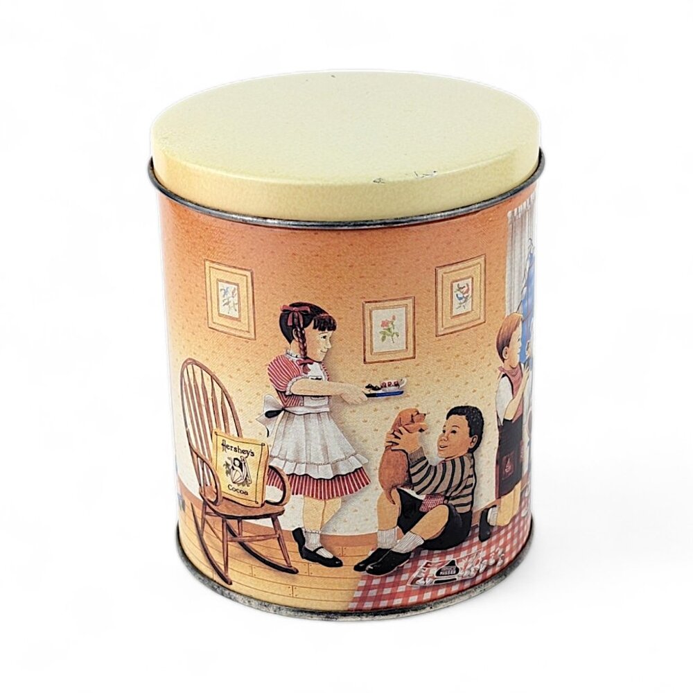 Vintage Tin Hershey’s Cocoa Metal Storage Container Children Winter Holiday